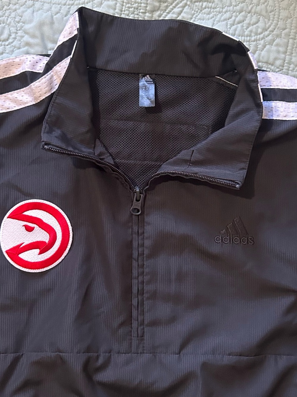 adidas Black & Red Atlanta Hawks Pullover Windbreaker